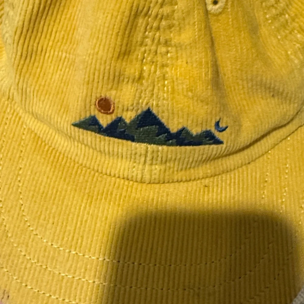Yellow Corduroy Baseball Cap with Mountain Sun Embroidery - Picture 2 of 4